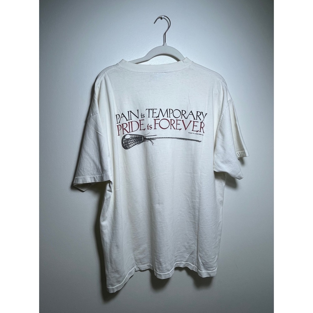 Vintage 90s Forrestel Lacrosse‎ Pain is Temporary Pride is Forever T-Shirt White